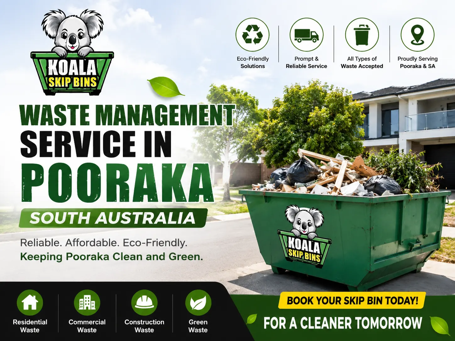 Waste Management Service in Pooraka, SA | Koala Skip Bins